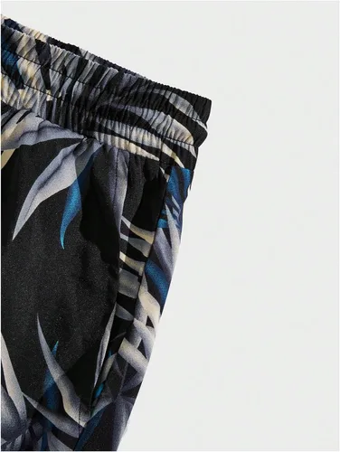 Miniatura 104 de GORGLITTER Conjunto de 2 piezas de camiseta gráfica de manga corta para hombre, estampado hawaiano con cordón y pantalones cortos