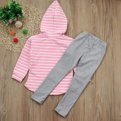 Miniatura 3 de Ritatte Toddler Girl Fall Outfits Striped Hoodie Pants 2PCS Sweatsuit Set Kids Baby Winter Clothes Jogging Suits for 2-6Y