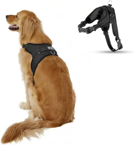 Miniatura 32 de Arnés ajustable reflectante para perro con asa evita tirones, XXS, Negro