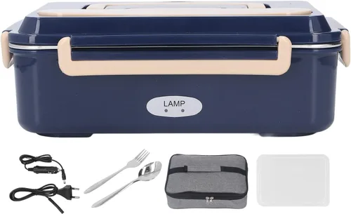 Miniatura 10 de Fiambrera eléctrica, 40W-80W de acero inoxidable de 1.5 L de frescura calentada, compartimento portátil con asa portátil, 2 rejillas con cuchara