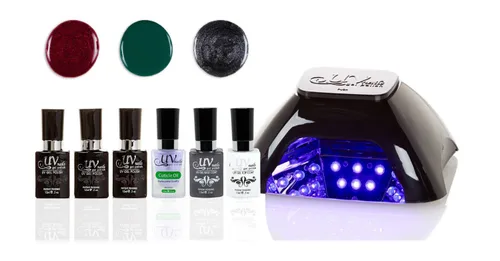 Kit de iniciación de esmalte de uñas de gel UV-Nails con lámpara LED de 10 W, base y capa superior de aceite para cutículas, 0.5 fl oz