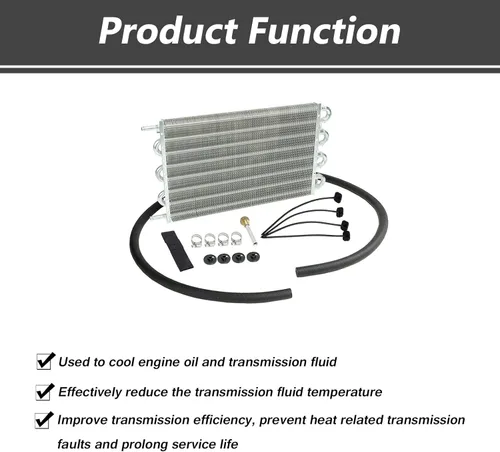Miniatura 4 de MAGQOO Kit de enfriador de aceite de aluminio universal de alto rendimiento de 8 filas con tubo y aletas para transmisión