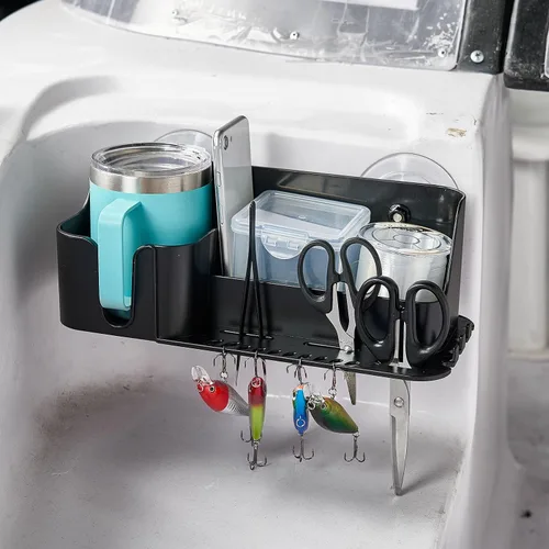 Miniatura 7 de KEMIMOTO Soporte para tazas de barco, organizador instalado con tornillos/ventosas en cualquier superficie plana, organizador de almacenamiento