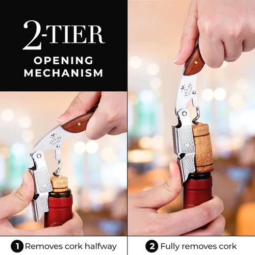 Miniatura 2 de Zulay - Abridor de vino profesional con cortador de papel de aluminio y removedor de tapas, abridor de botellas de vino con doble bisagra, llave