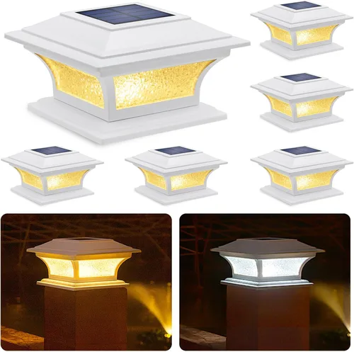 Miniatura 10 de SIEDiNLAR Luces solares de poste de vidrio para exteriores, luz LED para cerca, 2 modos para postes de 4 x 4, 5 x 5, 6 x 6 pulgadas, decoración