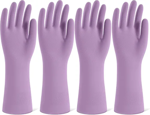 Miniatura 12 de Guantes de limpieza de goma para lavar platos, 4 pares de guantes de cocina reutilizables para lavar platos y limpieza del hogar, guantes de lavar