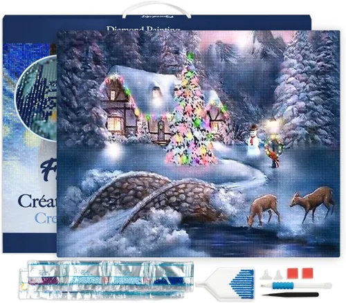 Miniatura 7 de Figured'Art Kit de arte de pintura de diamantes para adultos de 16 x 20 pulgadas con marco, taladro cuadrado completo 5D, el árbol de la mujer