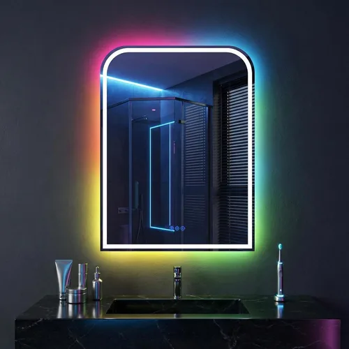 Miniatura 14 de Antok Espejo LED de baño, espejo LED con luces para baño, espejos de tocador iluminados para pared, antivaho, regulable, vidrio templado, función