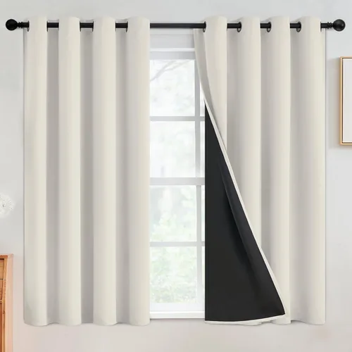 Miniatura 34 de SimpleHome - Cortinas opacas 100% para recámara, cortinas de ventana con ojales beige, con aislamiento térmico, cortinas de oscurecimiento