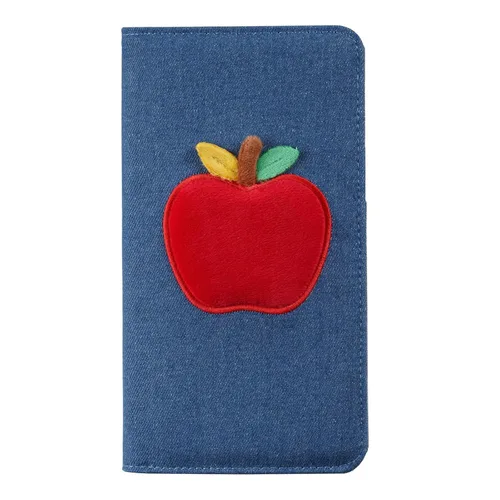 Miniatura 13 de Libro de mesero, libro de mezclilla para Watiress con cara sonriente esponjosa, bordado de felpa con diseño de flor de dólar