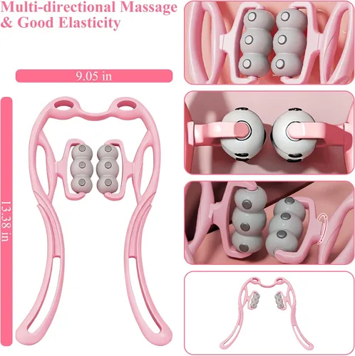 Miniatura 5 de Masajeador de cuello con rodillo de cuello, herramienta de masaje para aliviar el dolor de tejido profundo, diseño de mango ergonómico, ligero