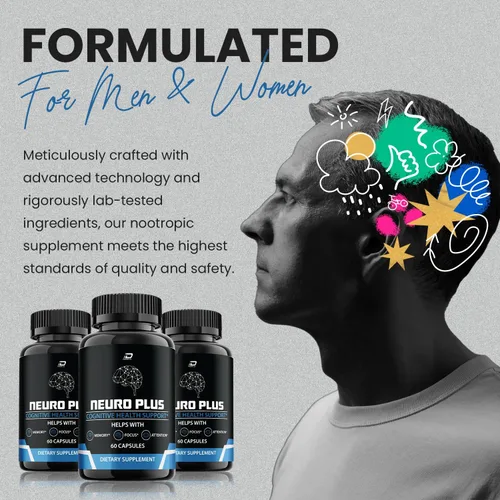 Miniatura 2 de Suplemento cerebral Neuro Plus, NeuroPlus para fórmula de memoria, Nero Plus PQQ para reducir los efectos negativos de la niebla cerebral, función