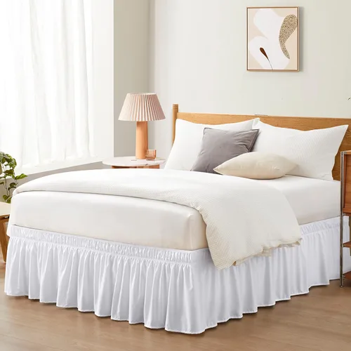 Miniatura 12 de Entisn Falda de cama ajustable negra para cama Twin y Twin XL - con caída entallada de 14 pulgadas, faldas de cama envolventes con cinturón elástico