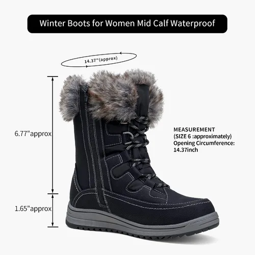 Miniatura 6 de VEPOSE - Botas de invierno para mujer impermeables