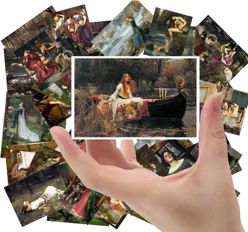 Calcomanías grandes (24 piezas de 2.5 x 3.5 pulgadas) John William Waterhouse Museo Antiguo Pintura Arte Retro Poster Reimpresión Doce