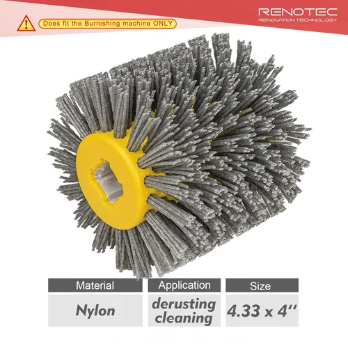 Miniatura 2 de Tambor de cerdas de nylon, #60, para remoción de escala y óxido, 4.33" x 4", 110x100mm, para máquina pulidora bruñidora
