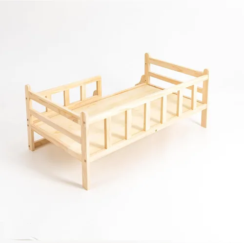 Miniatura 7 de Cama elevada de madera para mascotas con rieles, marco de cama de madera maciza para gatos, uso en interiores, grande, 37.8 x 22.1 pulgadas
