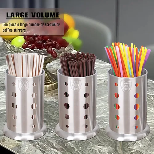 Miniatura 2 de Soporte de paja de acero inoxidable 304, dispensador de paja en la encimera, organizador de cocina para utensilios, cubiertos, gadgets, cucharas