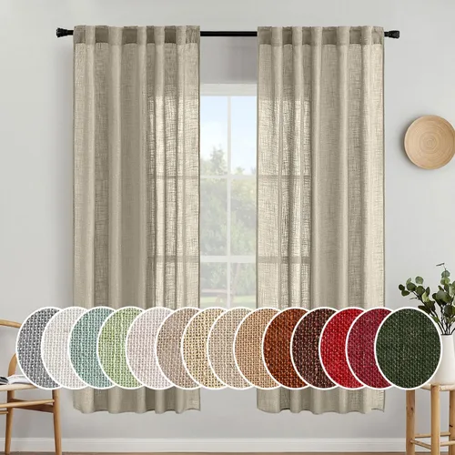 Miniatura 81 de MIULEE Cortinas de lino blanco de 108 pulgadas de largo para dormitorio, sala de estar, cortinas de ventana con textura de lino suave y grueso, Lino