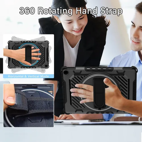 Miniatura 4 de ROISKIN Funda para Tablet Fire HD 10 de 2023 con soporte de patada de 360 y correa de mano