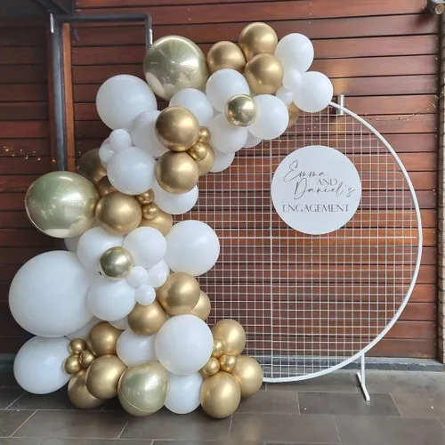 Miniatura 5 de Globos blancos y dorados, 90 globos de látex blanco brillante y dorado de 12 pulgadas, globos redondos de helio para cumpleaños, día de San Oro