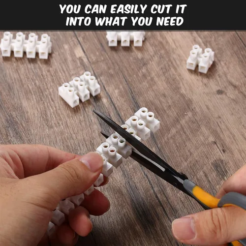Miniatura 4 de Weewooday Juego de 10 tiras de terminales de 12 posiciones de doble fila de tornillos blancos de 10 a 380 V, bloque de barrera eléctrica