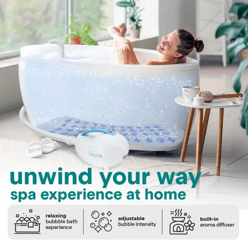 Miniatura 2 de SereneLife Tapete de baño de burbujas, tapete para bañera con masaje de aire y control remoto, impermeable, antideslizante, intensidad de burbujas