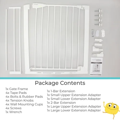 Miniatura 9 de Toddleroo by North States - Puerta de bebé con cierre automático de Bright Choice: Puerta de bebé montada a presión para puertas con mango que Blanco