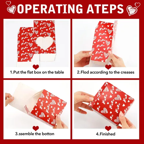 Miniatura 5 de Outus 24 cajas de postre, 4 x 4 x 3 pulgadas en forma de corazón con ventana de PVC, cajas para el día de San Valentín