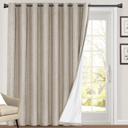 Miniatura 102 de Primitive - Cortinas opacas 100 % de lino texturizado natural para dormitorio, sala de estar, cortinas para ahorra energía, tela de arpillera