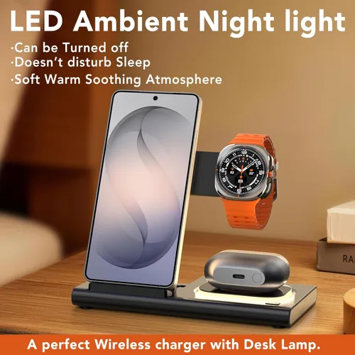 Miniatura 6 de Wireless Charger for Samsung Charger (Foldable & Nightlight),3 in 1 Charging Station for Samsung S26 Ultra/S25/S24/S23/S22/Note20 Z Fold Flip7