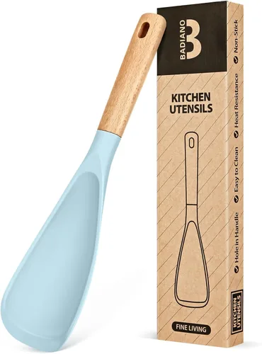 Cuchara de cocina para utensilios de cocina antiadherentes, ideal para cocinar y servir silicona mate resistente sin BPA, cuchara con mango de Azul