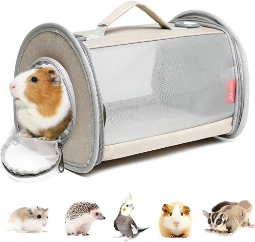 Transportadora de Conejillos de Indias de Viaje Bolsa Transportadora para Animales Pequeños Lagarto Pájaro Conejo Transportadora Ardilla Bolsa Caqui