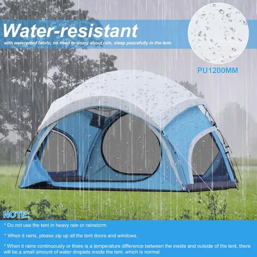 Miniatura 6 de Vidalido Tienda de campaña para 3 a 4 personas con 2 puertas de malla grandes, 4 ventanas de malla, tienda familiar de doble capa, impermeable
