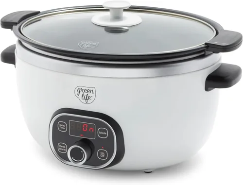 Miniatura 17 de GreenLife Olla de cocción lenta de 6QT, olla de cerámica antiadherente no tóxica sin PFAS, recipiente interior extraíble, programable, apta