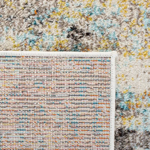 Miniatura 52 de SAFAVIEH MAD425H Madison Collection Alfombra decorativa cuadrada de 3', gris/naranja, diseño abstracto bohemio desgastado, no desprende pelusa