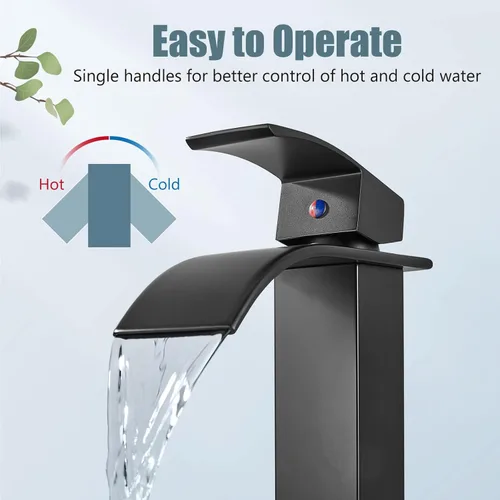 Miniatura 4 de Aolemi Grifo de baño alto para lavabo, grifo de lavabo de un solo agujero, 1 mango, grifo mezclador de montaje en cubierta RV con montaje de drenaje