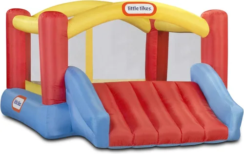 Little Tikes Jump 'n Slide Bouncer Inflable Incluye Soplador de Servicio Pesado con GFCI, Estacas, Parches de Reparación y Bolsa de Almacenamiento,