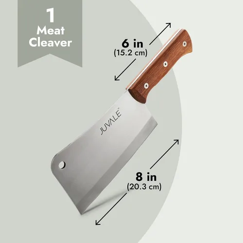 Miniatura 5 de cuchillo de carnicero/picador muy resistente de acero inoxidable - mango de madera sólida - calidad profesional - uso en el hogar y restaurante - 8