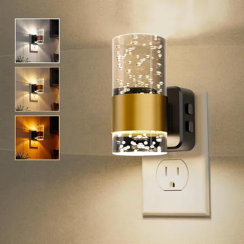 Miniatura 20 de Luces nocturnas que se enchufan a la pared, luz nocturna que cambia de color con enchufe giratorio, sensor de luz del atardecer al amanecer y brillo