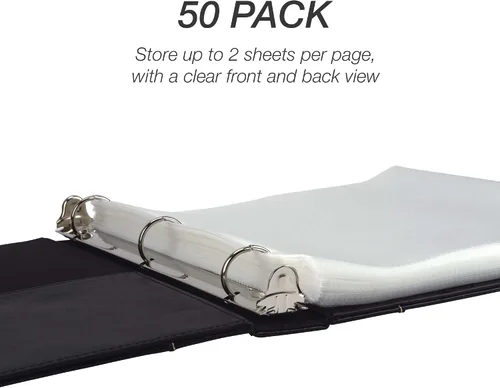 Miniatura 8 de Samsill - 50 unidades de protectores de hojas, protectores de página de 8.5x11 pulgadas para carpeta de 3 anillas, peso estándar, protector sin Sin