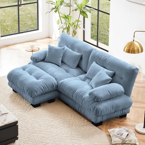 Miniatura 45 de Otomana beige para sofá modular modular, sofá individual, asiento otomano para sofá modular convertible, sofás de terciopelo para sala de estar