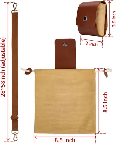 Miniatura 4 de Foraging Bag Adjustable Shoulder Strap Canvas Foraging Pouch for Hiking, Bushcraft, Collapsible Belt Bag for Collecting Mushrooms, Rocks, Seashells