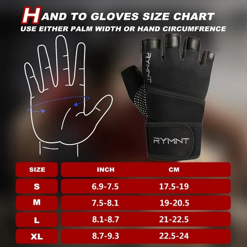 Miniatura 4 de Guantes de entrenamiento RYMNT con soporte para muñeca, guantes para levantamiento de pesas con protección completa de la palma y agarre extra