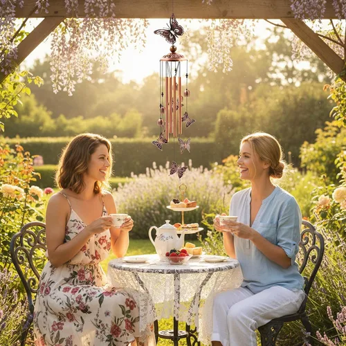 Miniatura 6 de Ukulork Campanas de Viento para Exterior en Oferta, Campana de Mariposas de Aluminio con Tubo y Gancho en S, Decoración para Patio y Jardín, Regalo