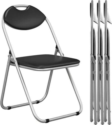 Miniatura 11 de S AFSTAR Juego de 2 sillas plegables, sillas plegables de metal con asas de transporte, asientos acolchados, almohadillas antideslizantes, sillas