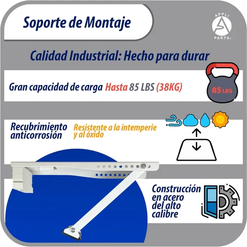 Miniatura 6 de Appli Parts Soporte de aire acondicionado de ventana para unidades de hasta 77 libras de montaje con recubrimiento en polvo resistente para mayor