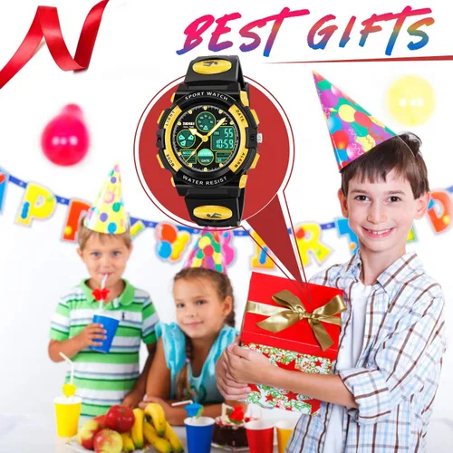Miniatura 7 de ATIMO Reloj impermeable multifunción LED para niños - Regalos para niños Amarillo