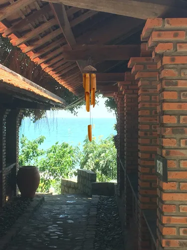 Miniatura 6 de Campanas de viento hechas a mano, 5 tubos de campana de bambú, parte superior de madera de coco, campanillas de madera de tono bajo y profundo