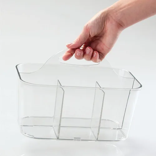 Miniatura 6 de mDesign Organizador portátil de plástico para manualidades, cesta dividida con asa para manualidades, costura, suministros de arte, capacidad